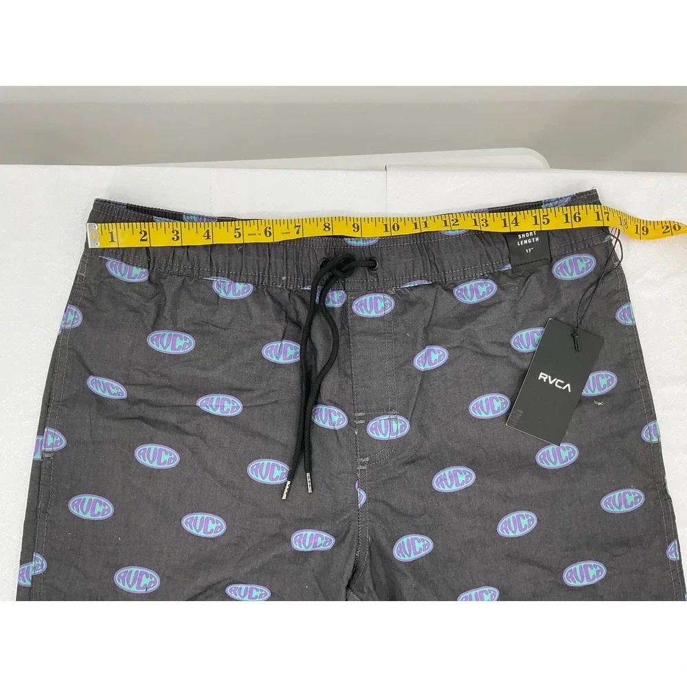 RVCA Black Swim Board Shorts with Purple Accents